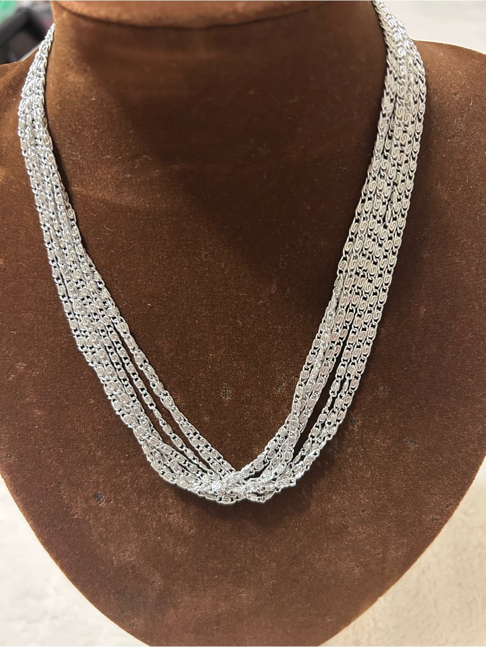 60s-70s Sarah Coventry Silver-Tone Multi Strand Chain Necklace